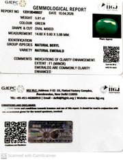 5.81/CT Natural Panna Stone with Govt. Lab Certificate-12313D49937